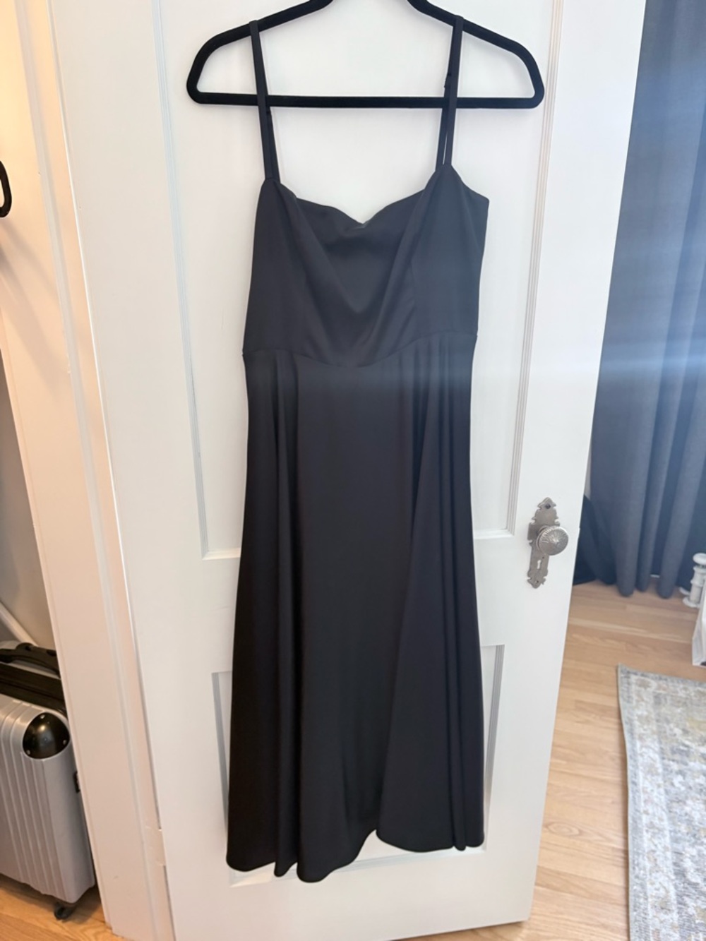 Reformation Black Satin Gracen Spaghetti-Strap Midi Dress - Picture 4 of 13